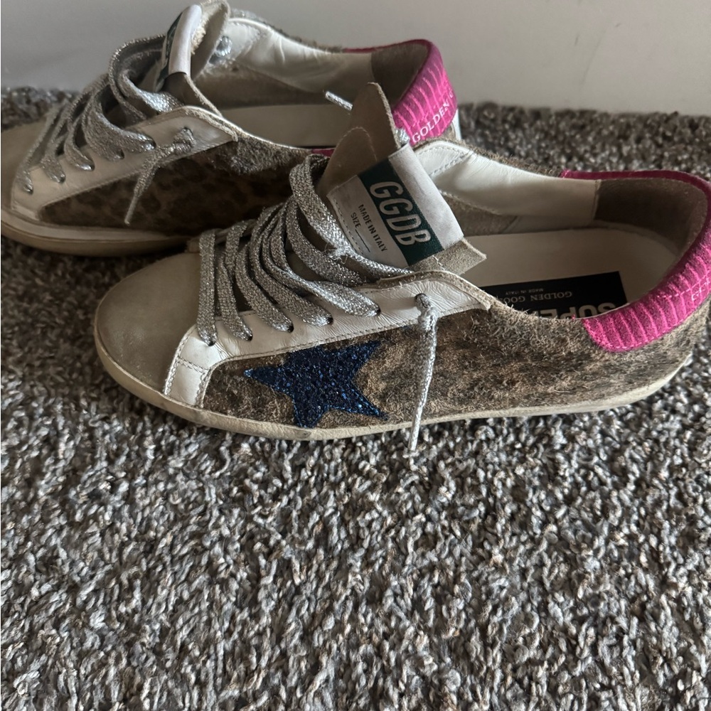 Golden Goose Superstar Sneakers with Pink Highlights sz 7